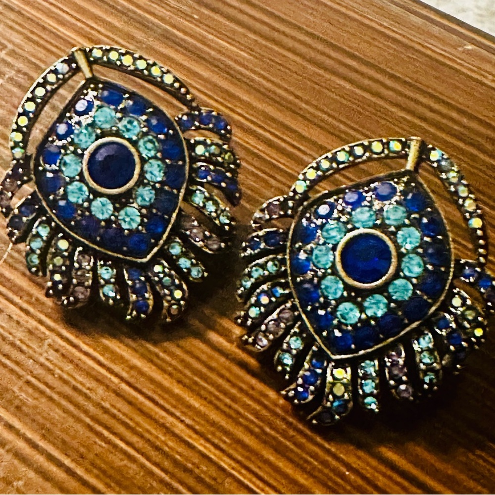 Heidi Daus Blue and Turquoise Crystal Earrings